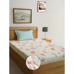 Myntra Elegant Homes White Printed 300 TC Fitted Single Bedsheet Set 1.50 m x 2.20 m-picture-18