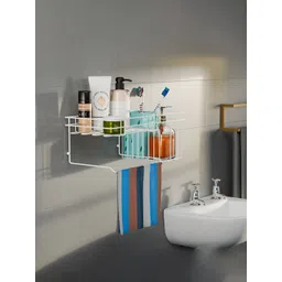 Myntra Elegant Homes White Self Adhesive Bathroom Organiser-picture-46