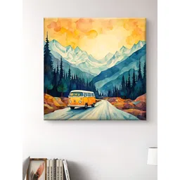 Myntra Elegant Homes Yellow & Black Van Printed Canvas Wall Art-picture-27
