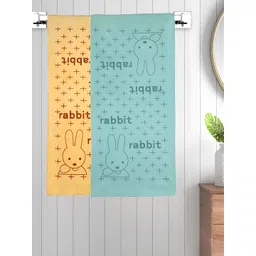 Myntra Elegant Homes Yellow & Blue 2 Printed Cotton 300 GSM Bath Towel-picture-20