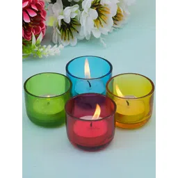 Myntra Elegant Homes Yellow & Blue 4 Pieces Glass Tea Light Candle Holder-picture-36