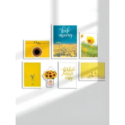 Myntra Elegant Homes Yellow & Blue 6 and more Piece Synthetic Wood Floral and Botanical Wall Paintings-picture-22