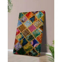Myntra Elegant Homes Yellow & Blue Moroccan Pattern Printed Canvas Wall Art-picture-29