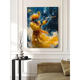 Myntra Elegant Homes Yellow & Blue Shree Krishna Divine Flute Player Canvas Wall Art-picture-13