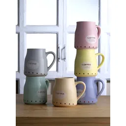 Myntra Elegant Homes Yellow & Blue Text or Slogans Printed Ceramic Glossy Cups Set of Cups and Mugs-picture-19