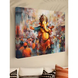 Myntra Elegant Homes Yellow & Grey Lord Ganesh Canvas Wall Art-picture-31