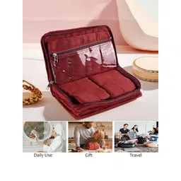 Myntra Elegant Homes Yellow & Maroon 2 Pieces 7-Compartments Jewellery Organisers image 4