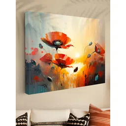 Myntra Elegant Homes Yellow & Orange 1 Piece Canvas Floral and Botanical Wall Paintings-picture-11