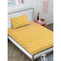 Myntra Elegant Homes Yellow & Pink Printed Woollen Single Bedsheet Set 2.2 m x 1.5 m-picture-27