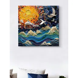 Myntra Elegant Homes Yellow & White Birds Printed Canvas Wall Art-picture-41