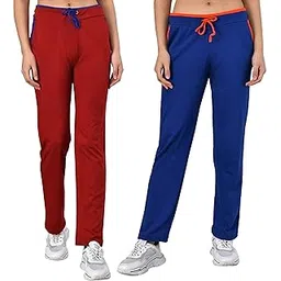 myo Plain Cotton Stylish Track Pants for Women for Daily use |Track Pants for Women Combo Pack of 2 Size 32 Maroon::Royal-picture-17