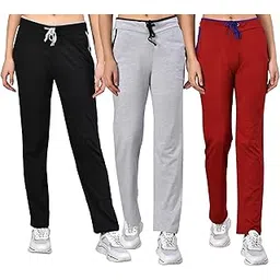 myo Plain Cotton Stylish Track Pants for Women for Daily use |Track Pants for Women Combo Pack of 3 Size 32 Black::Grey::Maroon-picture-36