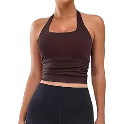 myo Women Crop Top | Stylish Ribbed Slim Fit V Neck Short Top | Trendy Summer Casual Crop Top for Girls & Women College Outfit Daily Gym Fashion-Pack of 1-picture-21
