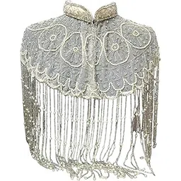 Myra Handcrafts Elegant Pearl Beaded Cape/Poncho High Neck Scalloped Design, in Different Design & Colors Premium & Attractive Look.-picture-36