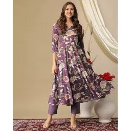 myrie Women Floral Print Flared Kurta Set-picture-11
