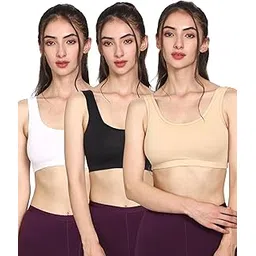 Mysha Women's 100% Pure Cotton Stretchable Wireless Sports Bra – Soft, Breathable, Non-Padded & Seamless-picture-26