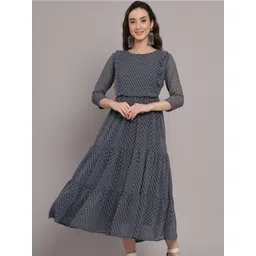 Myshka Chevron Printed Fit & Flare Midi Dress-picture-31