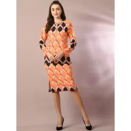 Myshka Orange Printed Bodycon Skirt-picture-26