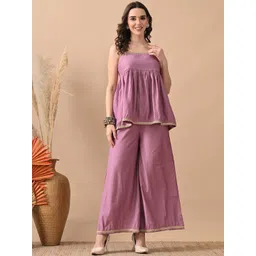 Myshka Self Design Shoulder Straps Top & Trouser Co-Ords-picture-19