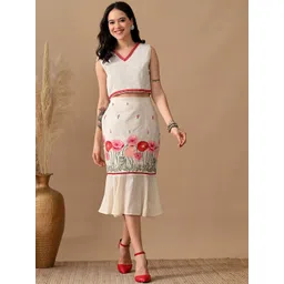 Myshka Thread Embroidered Pure Cotton Top & Skirt Co-Ord Set-picture-28