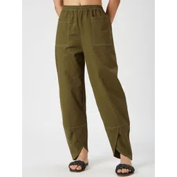Mystere Paris Contrast Stitched Pure Cotton Lounge Pants-picture-11