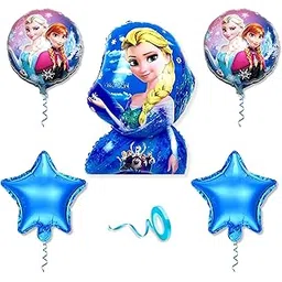 Mystic Toy Store Frozen Theme Balloons for Birthday Decoration Kit Blue White Baby Boys Girls Kids 5 Pcs Elsa Anna Theme Foil Balloons Decoration Set Items 2 Pcs Blue Star-picture-32