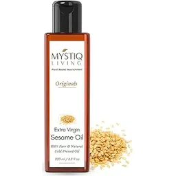 Mystiq Living Extra Virgin Sesame Oil for Hair, Skin, Massage - 200 ML | (Til/Gingelly) Cold Pressed, 100% Pure and Natural-picture-48