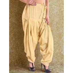 Mytrendzs Beige Pure Cotton Pleated Patiala Salwar-picture-22