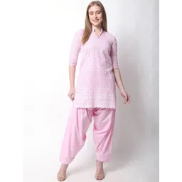 Mytrendzs Women Ethnic Motifs Embroidered Regular Thread Work Pure Cotton Kurta with Patiala-picture-12