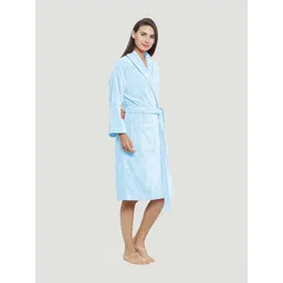 MYTRIDENT Blue Women 350 GSM Pure Cotton Bath Robe-picture-30