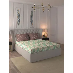 MYTRIDENT Brown & Green Cotton Floral 120 TC Queen Bedsheet with 2 Pillow Covers-picture-31