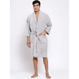 MYTRIDENT Men Silver-Coloured Solid Bath Robe-picture-23