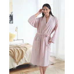 MYTRIDENT Unisex Pink 240 GSM Pure Cotton Bath Robe-picture-29