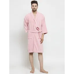 MYTRIDENT Unisex Pink Solid Bath Robe-picture-24