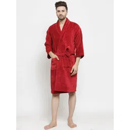 MYTRIDENT Unisex Red Rio Comfort Living Solid Bath Robe-picture-17
