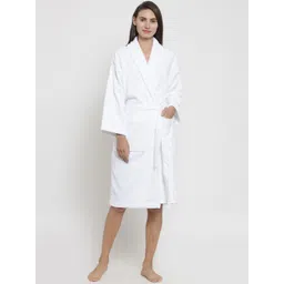 MYTRIDENT Unisex White Solid Bathrobe-picture-37