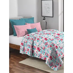 MYTRIDENT White & Red Floral AC Room 120 GSM Cotton Single Bed Comforter-picture-41