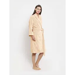 MYTRIDENT White Pure Cotton Bath Robe With 2 Front Pockets-picture-22