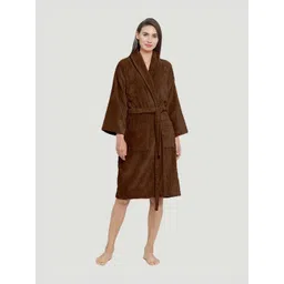 MYTRIDENT Women Brown  Cotton Bath Robe With 2 Front Pockets image 5