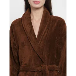 MYTRIDENT Women Brown  Cotton Bath Robe With 2 Front Pockets image 4