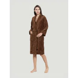 MYTRIDENT Women Brown  Cotton Bath Robe With 2 Front Pockets image 3
