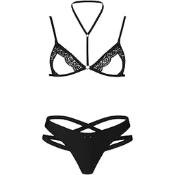 myza Men's Black Lace Lingerie Set, 2-Piece Strappy Design with Triangle Top and Brief-picture-17