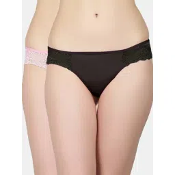 N-Gal Black & Pink Lace Work Bikini Panties - Pack Of 2-picture-37