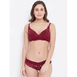 N-Gal Maroon Lace Bra & Panty Set-picture-34