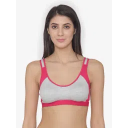 N-Gal Pink & Grey Non Wired Padded Sports Bra-picture-27