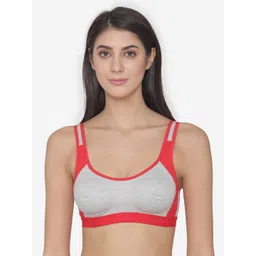 N-Gal Red & Grey Solid Non-Wired Non Padded Sports Bra NSCB01-picture-20