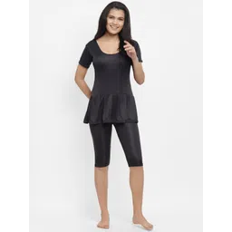 N-Gal Women Black Solid Romper Style Swimsuit NBPS06 image 1