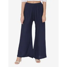 N-Gal Women Navy Blue Knitted Palazzos-picture-14