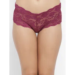 N-Gal Women Purple Self-Design Floral Lace Boy Shorts NTDT05-picture-37