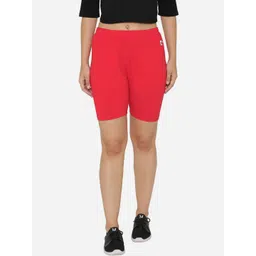 N-Gal Women Red Solid Regular Fit Sports Shorts-picture-23